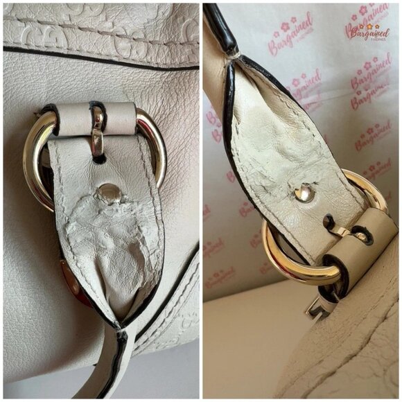 Authentic GUCCI Cream Leather Guccissima Signoria Medium Dome Satchel Bag - Picture 14 of 15